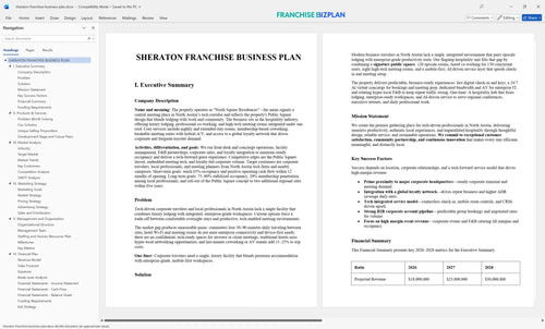 sheraton franchise business plan 1