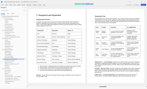 sheraton franchise business plan 5
