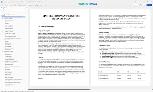 singers company franchise business plan 1