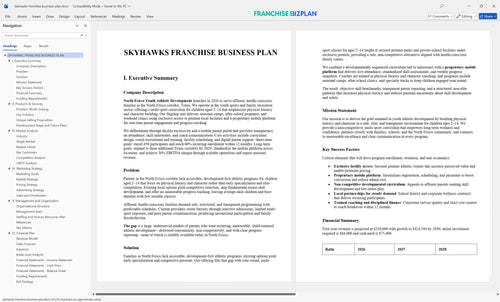 skyhawks franchise business plan 1