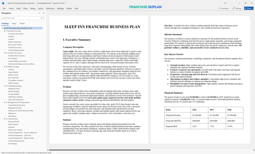 sleep inn franchise business plan 1