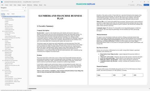 slumberland franchise business plan 1