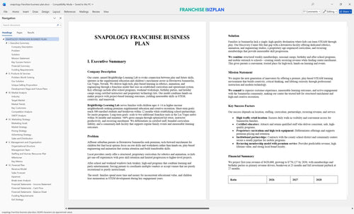 snapology franchise business plan 1