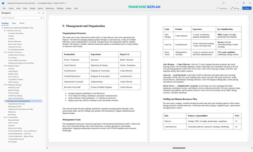 snapology franchise business plan 5