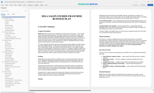 sola salon studios franchise business plan 1