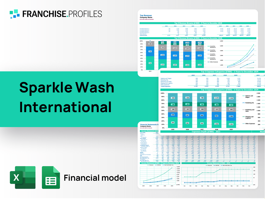 Sparkle Wash International Franchise Financial Model Template