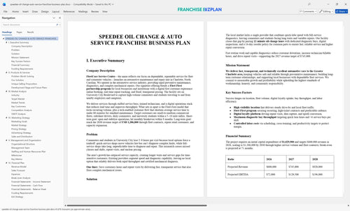 speedee oil change auto service franchise business plan 1