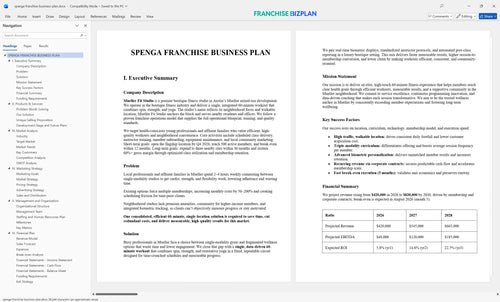 spenga franchise business plan 1