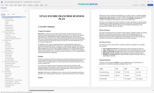 style encore franchise business plan 1