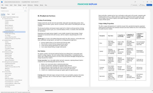 subway franchise business plan 2