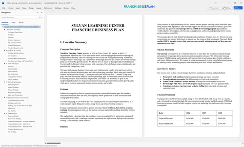 sylvan learning center franchise business plan 1