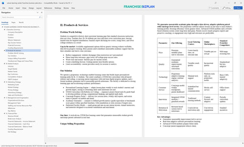 sylvan learning center franchise business plan 2