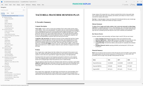 taco bell franchise business plan 1