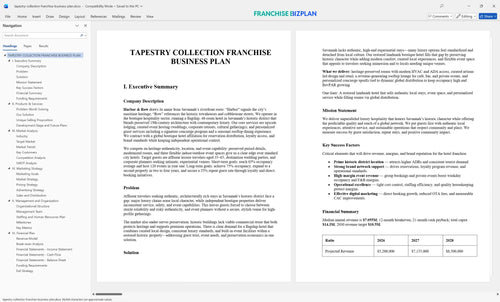 tapestry collection franchise business plan 1