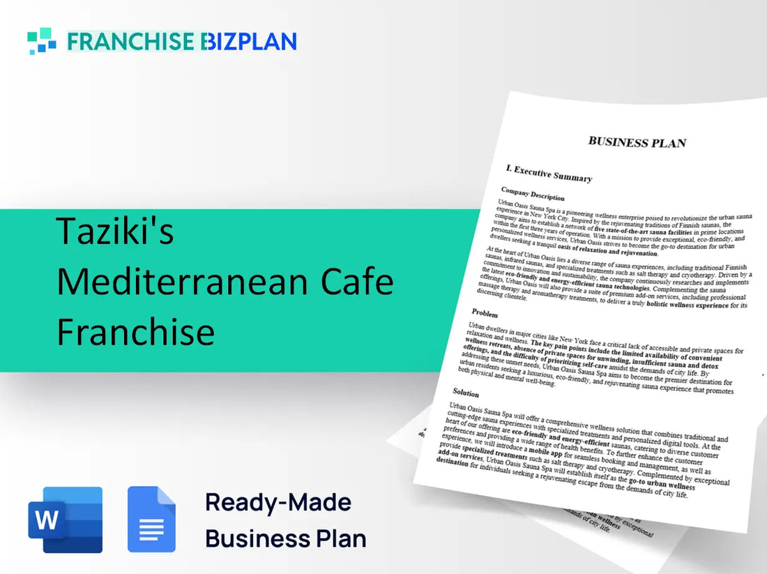 Taziki's Mediterranean Cafe Franchise Business Plan 2026 Updated
