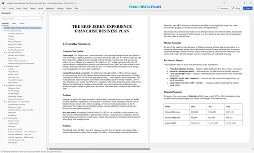 the beef jerky experience franchise business plan 1