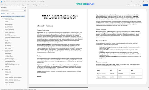 the entrepreneurs source franchise business plan 1