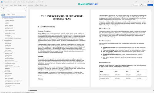 the exercise coach franchise business plan 1