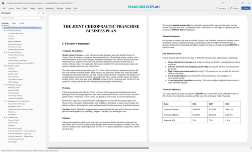 the joint chiropractic franchise business plan 1