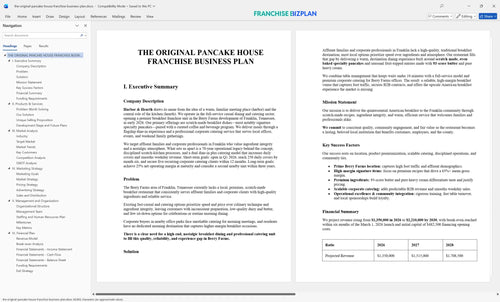 the original pancake house franchise business plan 1
