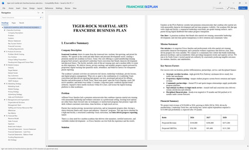 tiger rock martial arts franchise business plan 1