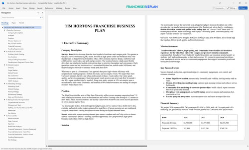 tim hortons franchise business plan 1