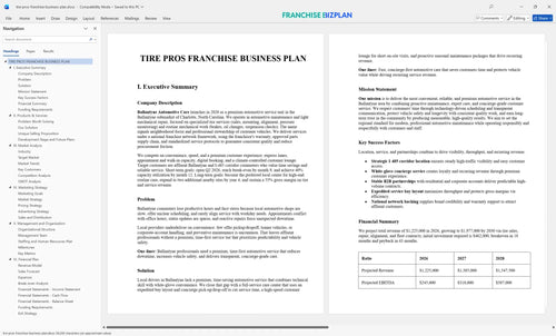 tire pros franchise business plan 1
