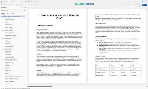 toro taxes franchise business plan 1