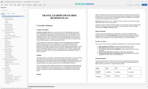travel leaders franchise business plan 1