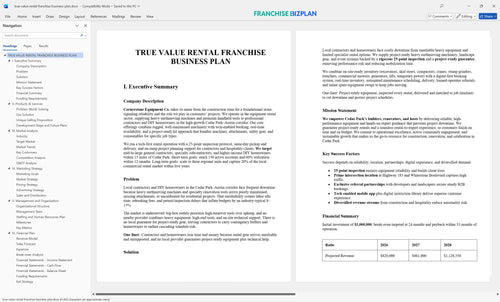 true value rental franchise business plan 1