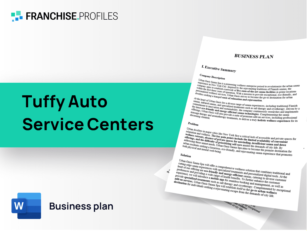 Tuffy Auto Service Centers Franchise Business Plan Template