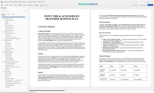tuffy tire auto service franchise business plan 1