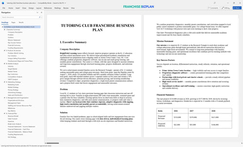 tutoring club franchise business plan 1