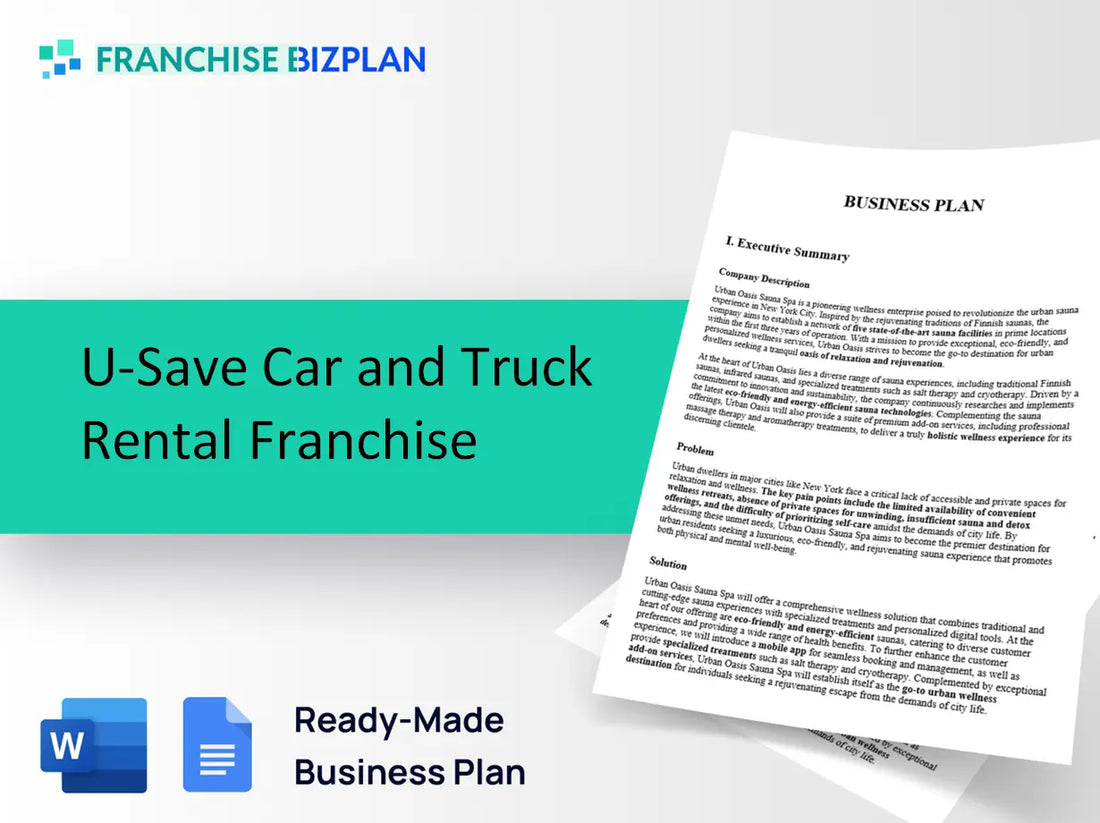 U-Save Car and Truck Rental Franchise Business Plan 2026 Updated