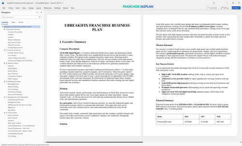 ubreakifix franchise business plan 1