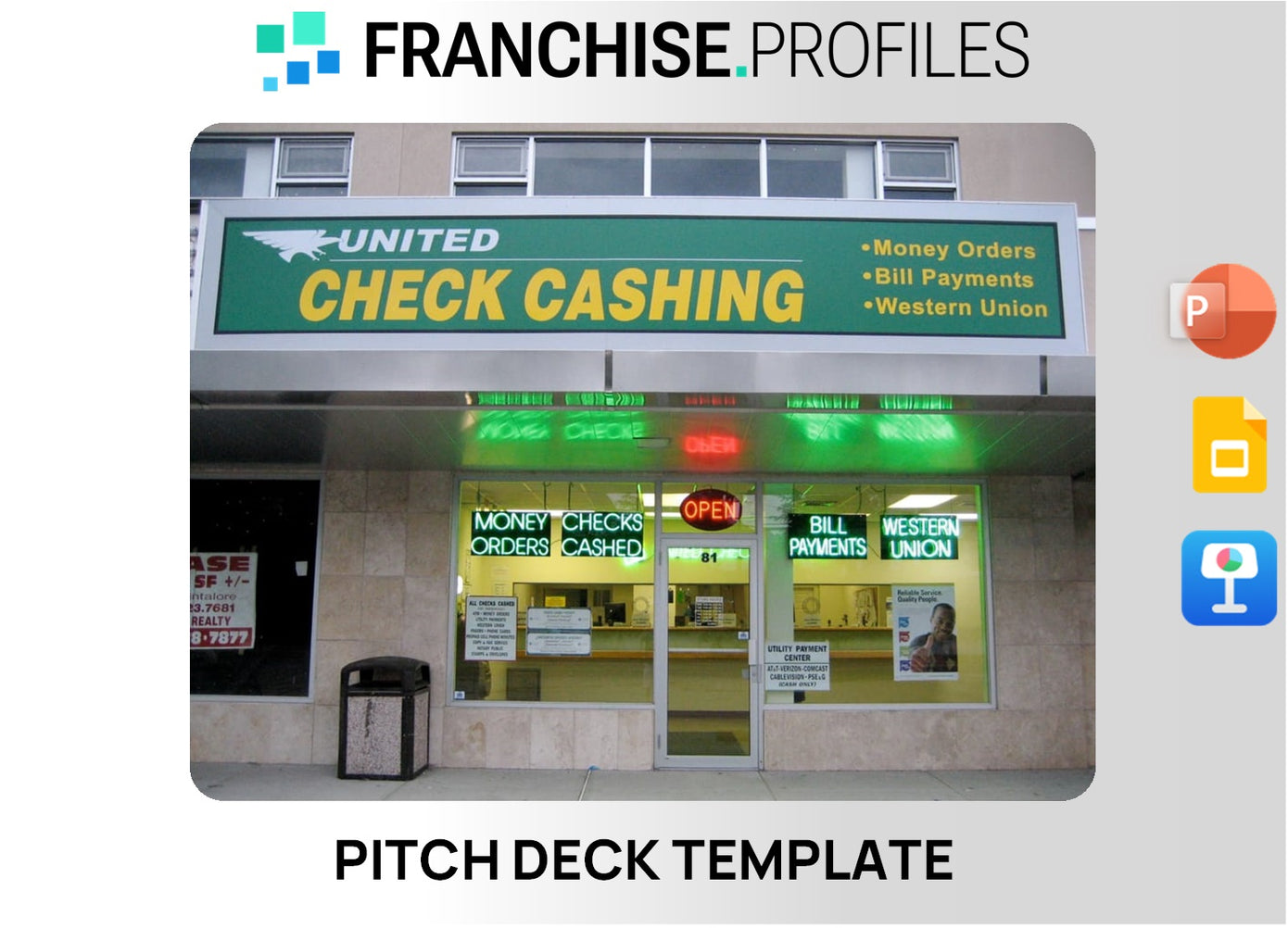United Check Cashing Franchise Pitch Deck Template