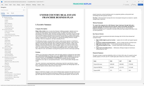 united country real estate franchise business plan 1