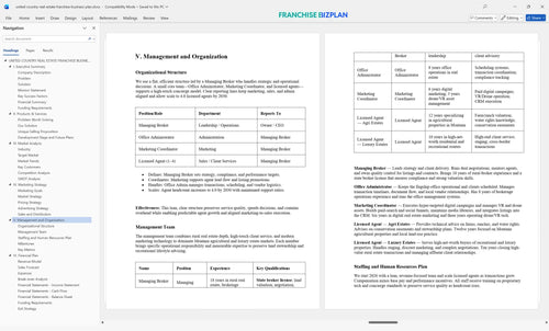 united country real estate franchise business plan 5