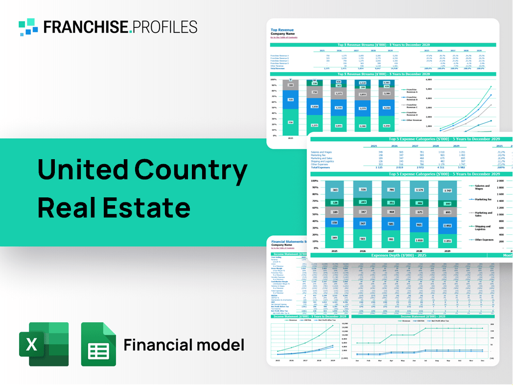United Country Real Estate Franchise Financial Model Template