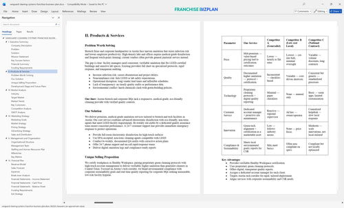 vanguard cleaning systems franchise business plan 2