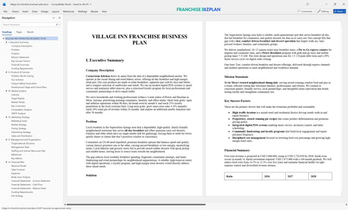 village inn franchise business plan 1