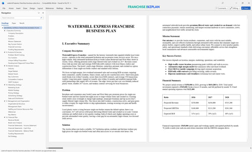 watermill express franchise business plan 1