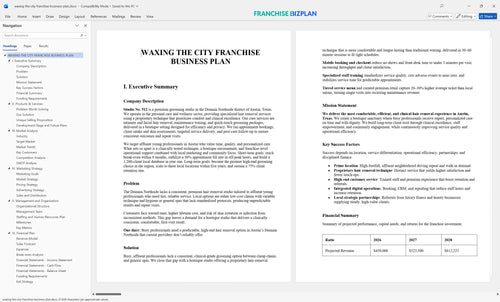 waxing the city franchise business plan 1