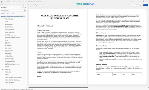 wayback burgers franchise business plan 1