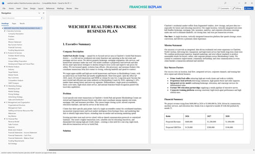 weichert realtors franchise business plan 1