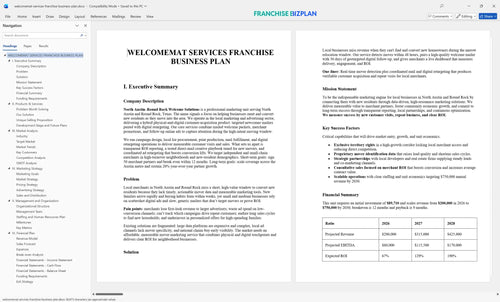 welcomemat services franchise business plan 1