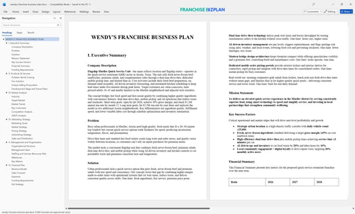 wendys franchise business plan 1