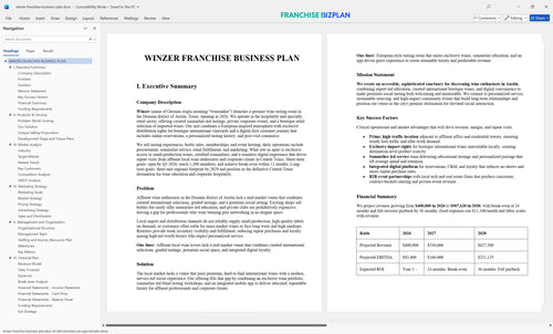 winzer franchise business plan 1