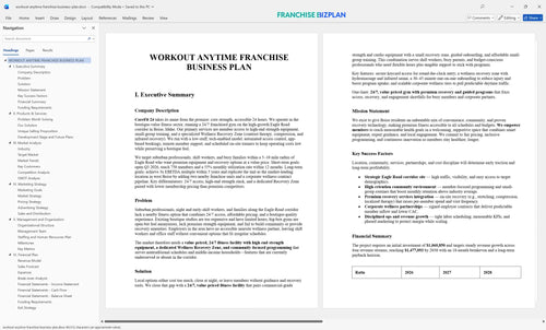workout anytime franchise business plan 1