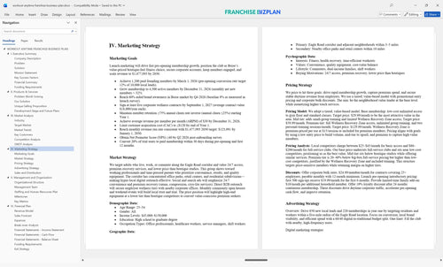 workout anytime franchise business plan 4